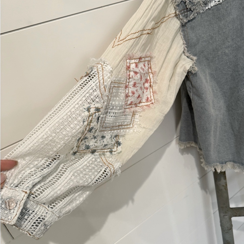 POL patchwork Lace blue Jean jacket. NWT - Picture 2 of 15